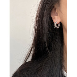 DOUDOUSTORE小衆設計感肌理花邊褶皺耳環耳釦女小巧日常耳釘耳飾