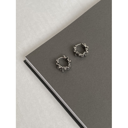 DOUDOUSTORE小衆設計感肌理花邊褶皺耳環耳釦女小巧日常耳釘耳飾