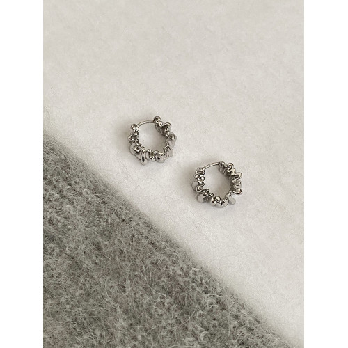 DOUDOUSTORE小衆設計感肌理花邊褶皺耳環耳釦女小巧日常耳釘耳飾