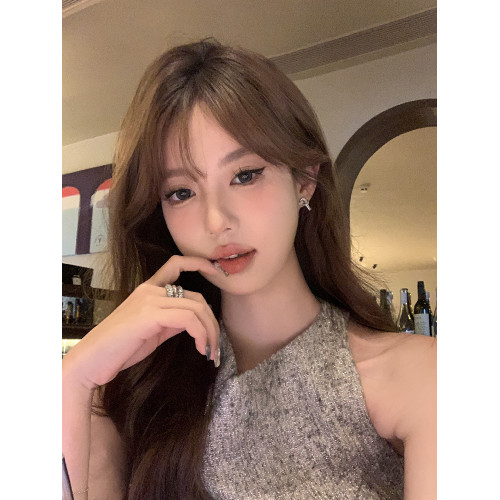 【蜜桃茶】靈感設計 精緻閃鑽耳環女秋冬高級感小衆獨特氣質耳飾