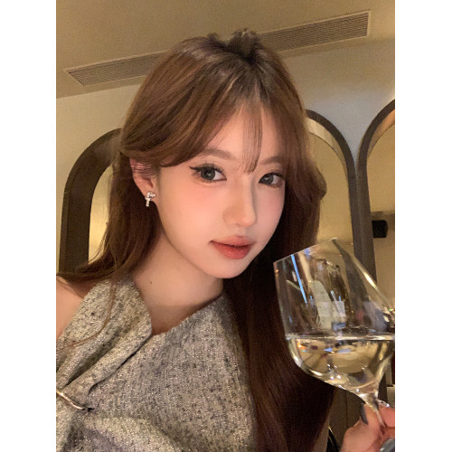 【蜜桃茶】靈感設計 精緻閃鑽耳環女秋冬高級感小衆獨特氣質耳飾