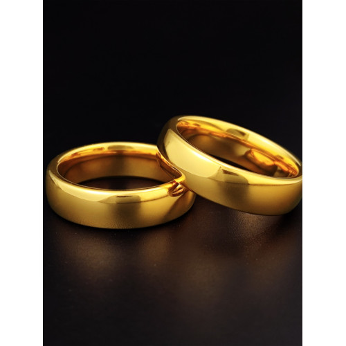 18K鎢金男士戒指高級感潮人時尚素圈食指環尾戒烏金首飾品不掉色