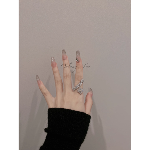 富家千金繁花水鑽戒指氣質百搭高級感氛圍開口戒可調節 富家千金繁花水鑽戒指氣質百搭高級感氛圍開口戒可調節