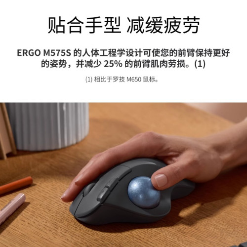 羅技ERGO M575S無線藍牙軌跡球滑鼠電腦辦公滾輪定位CAD畫圖拆包