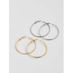 LARAINE YIN歐美小衆設計基礎細金色水原希子誇張大圓耳環圈鈦鋼