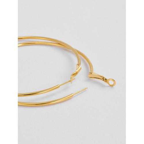 LARAINE YIN歐美小衆設計基礎細金色水原希子誇張大圓耳環圈鈦鋼