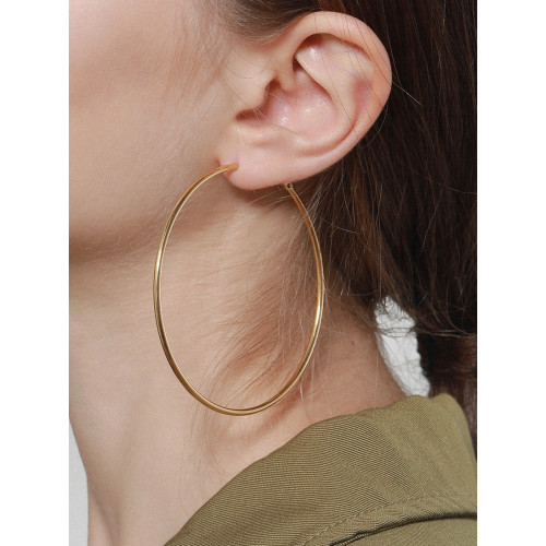 LARAINE YIN歐美小衆設計基礎細金色水原希子誇張大圓耳環圈鈦鋼