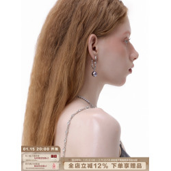 SUMIYAKI 鑲鑽廻形針正圓黑珍珠耳環耳墜耳釘