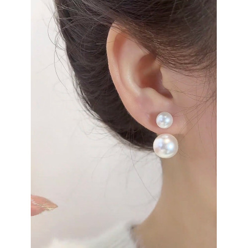 日韓小清新前後戴珍珠耳環獨特925銀針耳釘2025年新款爆款高級感 日韓小清新前後戴珍珠耳環獨特925銀針耳釘2025年新款爆款高級感
