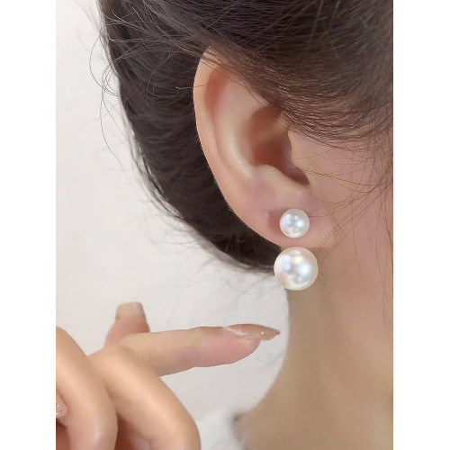 日韓小清新前後戴珍珠耳環獨特925銀針耳釘2025年新款爆款高級感 日韓小清新前後戴珍珠耳環獨特925銀針耳釘2025年新款爆款高級感