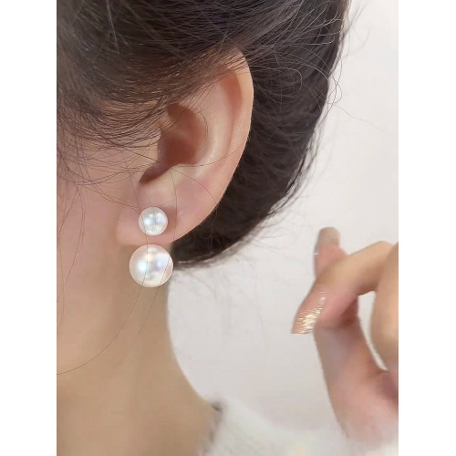 日韓小清新前後戴珍珠耳環獨特925銀針耳釘2025年新款爆款高級感 日韓小清新前後戴珍珠耳環獨特925銀針耳釘2025年新款爆款高級感