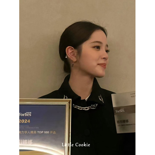 Jennie同款歐陽娜娜獨特漂亮金色耳環女耳圈高級感耳夾耳飾巨美