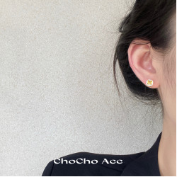 chocho/睡覺不用摘~精緻小巧方糖耳釘小衆設計感高級感百搭耳環女