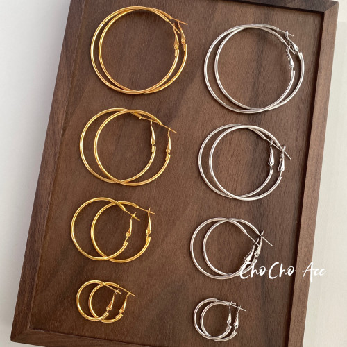chocho/簡約圓圈大耳環極簡氣質金屬耳圈通勤高級感小衆個性耳飾