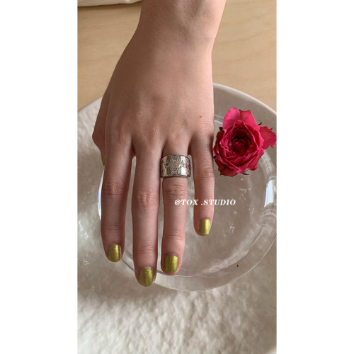 TOX ACC韓版甜酷星星閃鑲鑽可開口鏤空戒指女寬窄個性百搭指環女