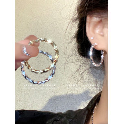 簡約碎銀子圓圈耳環2026新款爆款高級感耳釦耳圈小衆設計感耳飾女