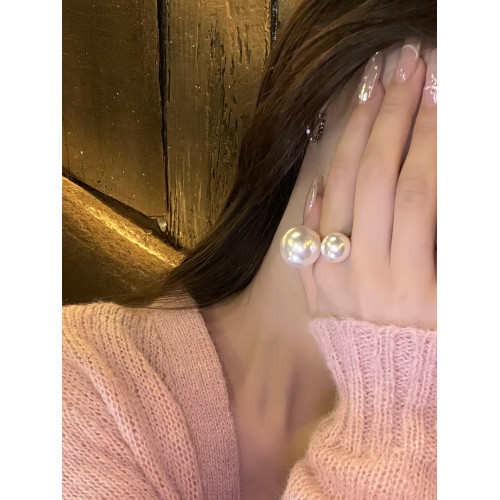 白富美私藏~名媛氣質個性大氣珍珠戒指時尚百搭高級感開口食指戒