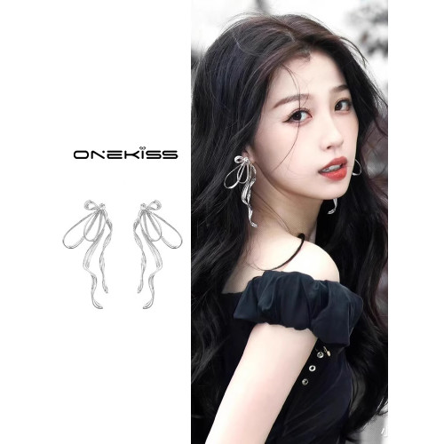 虞書訢同款飄帶蝴蝶結耳環女時尚耳夾無耳洞耳釘2026新款爆款耳飾