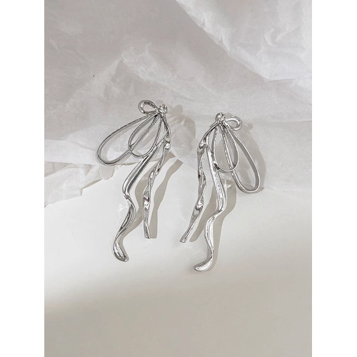 虞書訢同款飄帶蝴蝶結耳環女時尚耳夾無耳洞耳釘2026新款爆款耳飾