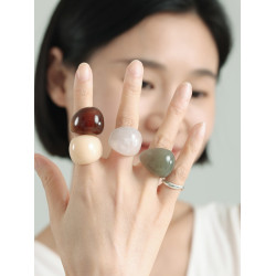 慕陽MUYANG戒指女小衆設計樹脂輕奢高級感爆款食指復古戒2025新款