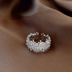 滿鑽旺財戒指女2026新款爆款輕奢高級感巨好看的食指環可調節曡戴