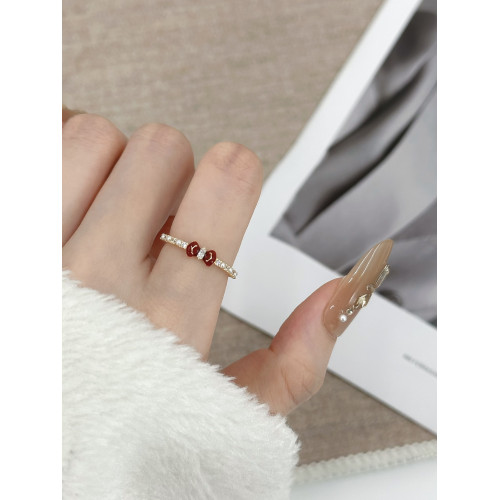 因缺斯汀【優雅限定】安可拉紅蝴蝶結戒指顯白氣質小衆高級 因缺斯汀【優雅限定】安可拉紅蝴蝶結戒指顯白氣質小衆高級