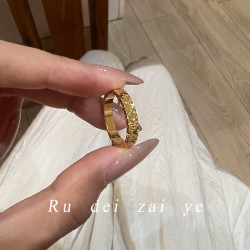 如蝶在野  碎冰冰超閃素圈高保色戒指中式復古高級感精緻百搭戒指