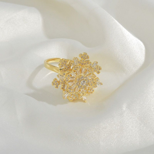 雪花戒指可旋轉輕奢水晶高級感誇張小衆時尚個性食指戒女