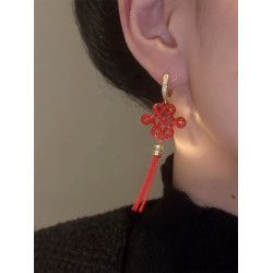 結長款流蘇耳環2023新款爆款高級秋冬耳釘女小衆獨特過年耳飾