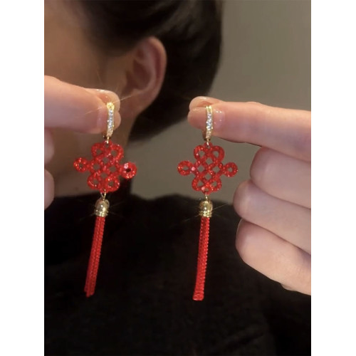 結長款流蘇耳環2023新款爆款高級秋冬耳釘女小衆獨特過年耳飾 結長款流蘇耳環2023新款爆款高級秋冬耳釘女小衆獨特過年耳飾