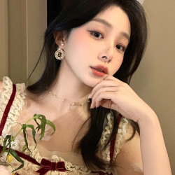 韋雪同款~閃鋯繁花字母珍珠兩戴式耳環女輕奢高級感氣質耳飾耳釘