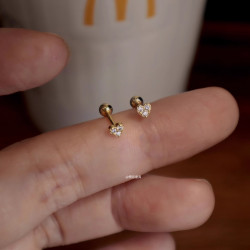 如蝶在野 睡覺不用摘超迷你螺紋耳釘養耳洞愛心擰螺絲極小耳骨釘