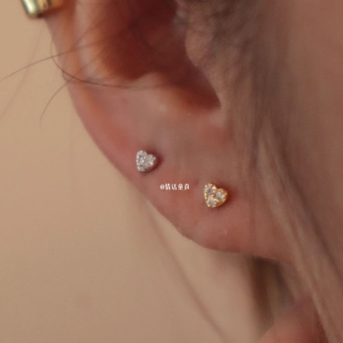 如蝶在野 睡覺不用摘超迷你螺紋耳釘養耳洞愛心擰螺絲極小耳骨釘 如蝶在野 睡覺不用摘超迷你螺紋耳釘養耳洞愛心擰螺絲極小耳骨釘