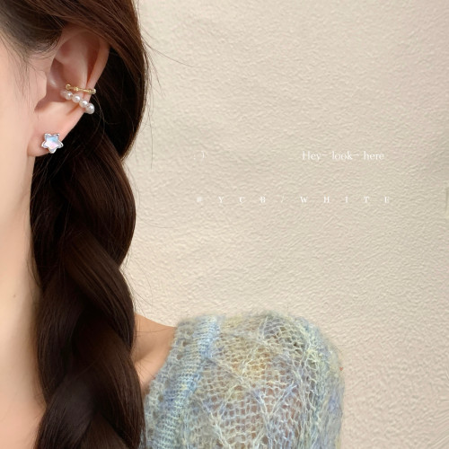 「星語心願」簡約百搭藍色星星耳釘小衆設計精緻請冷感氣質耳夾