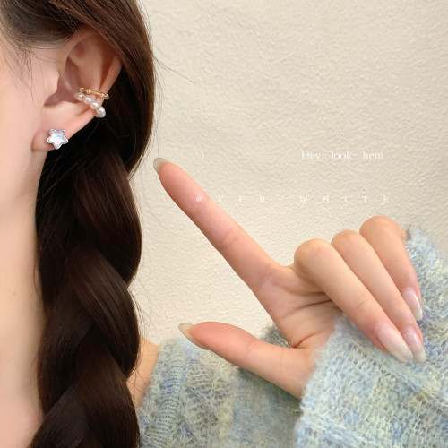 「星語心願」簡約百搭藍色星星耳釘小衆設計精緻請冷感氣質耳夾