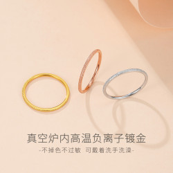 細版磨砂戒指小指尾戒18k玫瑰金小衆設計女輕奢高級感關節新爆款