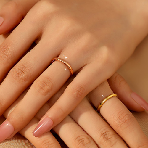 經典光面戒指細版18k玫瑰金小尾指尾戒小衆設計關節新款爆款男女