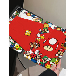 超創意【360旋轉】適用ipad11a16平板保護套pro11筆槽2021款10.2寸卡通馬裡奧10代10.9亞克力air45三折mini67