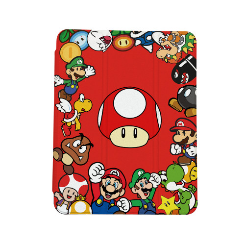 超創意【360旋轉】適用ipad11a16平板保護套pro11筆槽2021款10.2寸卡通馬裡奧10代10.9亞克力air45三折mini67