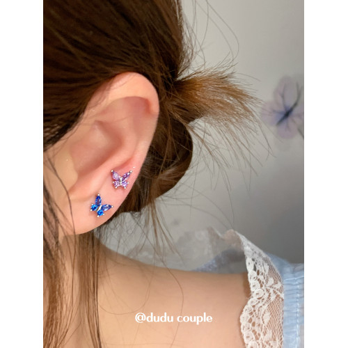 嘟嘟夫婦醫用鈦合金耳釘養耳洞1.2粗內螺旋免摘蝴蝶耳蝸耳骨釘女