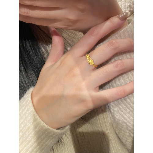 古法傳承24k金小衆獨特蝶戀花戒指女春夏新款高顔值千金氣質指環