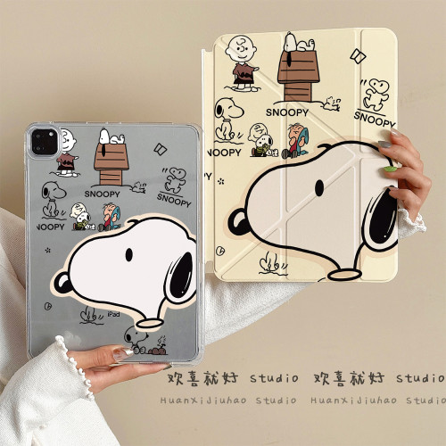 可拆卸滑軌適用iPad保護殼史努比2025年Pro11/13防彎Air6/7代10代10.9寸9代10.2寸7/8代mini7Y折12.9寸無筆槽