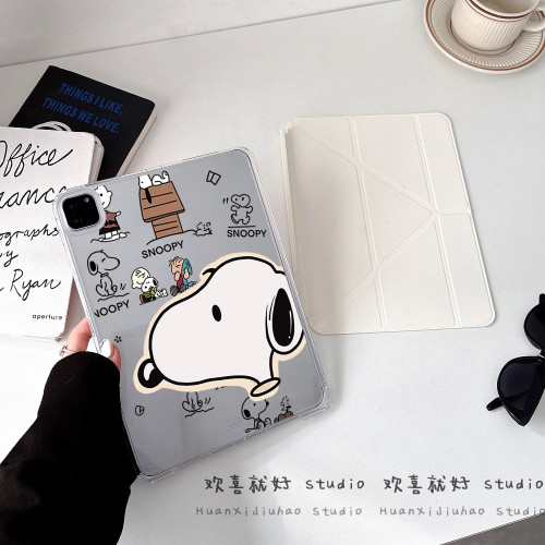 可拆卸滑軌適用iPad保護殼史努比2025年Pro11/13防彎Air6/7代10代10.9寸9代10.2寸7/8代mini7Y折12.9寸無筆槽