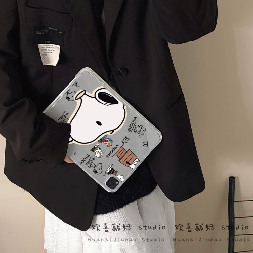 可拆卸滑軌適用iPad保護殼史努比2025年Pro11/13防彎Air6/7代10代10.9寸9代10.2寸7/8代mini7Y折12.9寸無筆槽