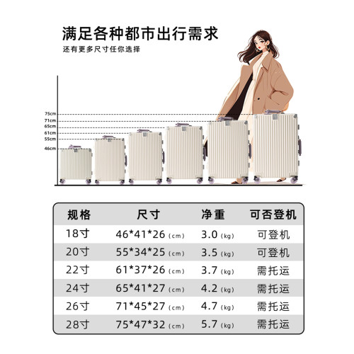 2026新款行李箱20寸女生高顔值鋁框旅行箱可登機密碼拉桿箱子男24