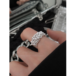 輕奢高級感珍珠戒指女小衆設計ins風開口可調節食指指環個性戒子