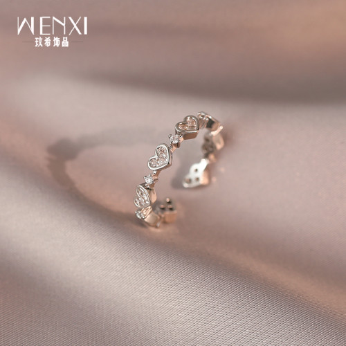 玫瑰金愛心戒指2026新款爆款高級感小衆食指戒氣質百搭指環手飾女