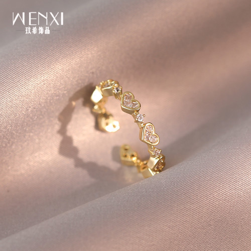 玫瑰金愛心戒指2026新款爆款高級感小衆食指戒氣質百搭指環手飾女