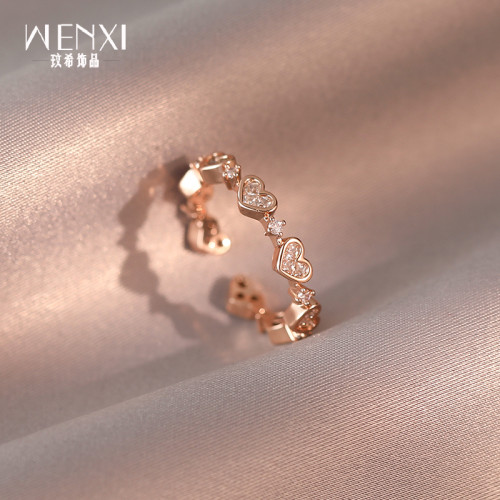 玫瑰金愛心戒指2026新款爆款高級感小衆食指戒氣質百搭指環手飾女