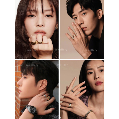 不掉色玫瑰金菱格紋戒指女小衆個性素圈食指中指戒子指環銀色尾戒